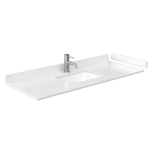 Wyndham Collection WCG242454SWGCCUNSMXX Beckett 54 Inch Single Bathroom Vanity in White, Carrara Cultured Marble Countertop, Undermount Square Sink, Brushed Gold Trim