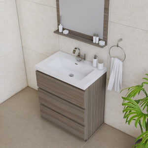 Alya Bath AB-MOA30-G Paterno 30 inch Modern Freestanding Bathroom Vanity, Gray