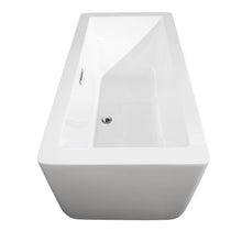 Load image into Gallery viewer, Wyndham Collection WCOBT100559PCATPGD Laura 59 Inch Freestanding Bathtub in White with Polished Chrome Trim and Floor Mounted Faucet in Brushed Gold