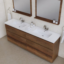 Load image into Gallery viewer, Alya Bath AB-MOA84D-RW Paterno 84 inch Modern Freestanding Bathroom Vanity, Rosewood