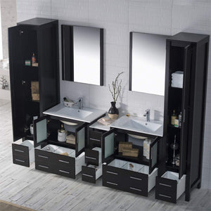 Blossom 001 102 02 C M Sydney 102 Inch Vanity with Ceramic Double Sinks & Mirrors - Espresso