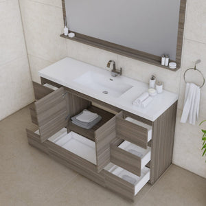 Alya Bath AB-MOA60S-G Paterno 60 inch Single Modern Freestanding Bathroom Vanity, Gray