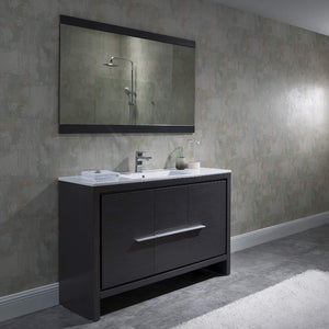 Blossom 014 48 16S C M Milan 48 Inch Vanity with Ceramic Single Sink & Mirror - Silver Grey