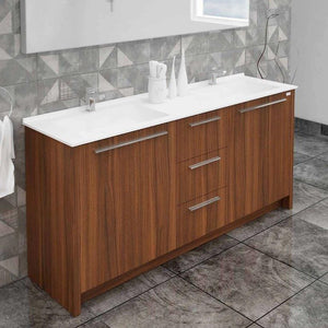 Casa Mare Nona 71" Matte Walnut Double Sink Freestanding Bathroom Vanity and Sink Combo - NONA180MW-71