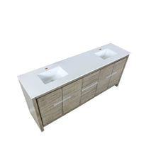 Load image into Gallery viewer, Lexora LLF80DKSOD000 Lafarre 80&quot; Rustic Acacia Double Bathroom Vanity, White Quartz Top, and White Square Sinks