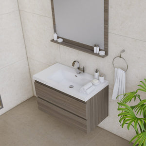 Alya Bath AB-MOF36-G Paterno 36 inch Modern Wall Mounted Bathroom Vanity, Gray