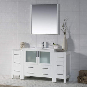 Blossom 001 60S2 01 C M Sydney 60 Inch Vanity with Ceramic Sink & Mirror - White