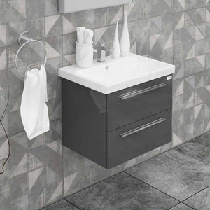 Casa Mare Elke 32" Glossy Gray Bathroom Vanity and Ceramic Sink Combo - ELKE80GG-32-MSC