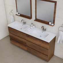 Load image into Gallery viewer, Alya Bath AB-MOA72D-RW Paterno 72 inch Modern Freestanding Bathroom Vanity, Rosewood