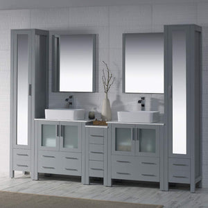 Blossom 001 102 15 V M Sydney 102 Inch Vanity with Ceramic Double Vessel Sinks & Mirrors - Metal Gray