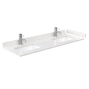 Wyndham Collection WCG242460DWHCCUNSMXX Beckett 60 Inch Double Bathroom Vanity in White, Carrara Cultured Marble Countertop, Undermount Square Sinks, No Mirror