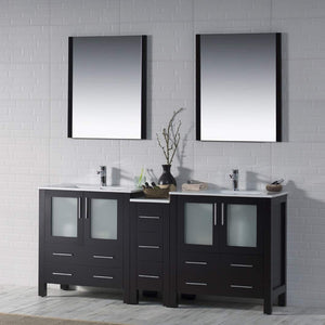 Blossom 001 72 02 C M Sydney 72 Inch Vanity with Ceramic Double Sinks & Mirrors - Espresso