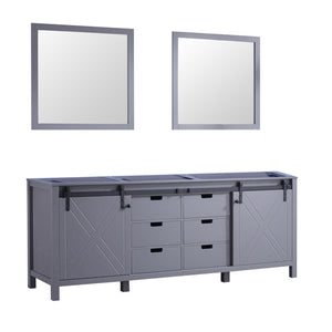 Lexora LM342284DB00M34 Marsyas 84" Dark Grey Double Vanity, no Top and 34" Mirrors