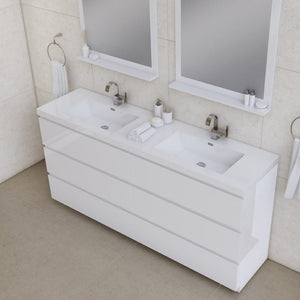 Alya Bath AB-MOA72D-W Paterno 72 inch Modern Freestanding Bathroom Vanity, White