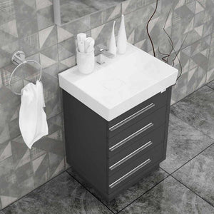 Casa Mare Domenico 32" Glossy Gray Bathroom Vanity and Ceramic Sink Combo - DOMENICO80GG-32-MSC