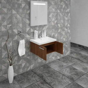Casa Mare Aspe 24" Matte Walnut Bathroom Vanity and Ceramic Sink Combo - ASPE60MW-24-MSC