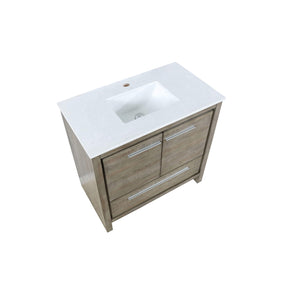 Lexora LLF36SKSOS000 Lafarre 36" Rustic Acacia Bathroom Vanity, White Quartz Top, and White Square Sink