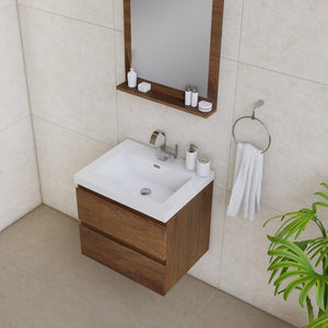 Alya Bath AB-MOF24-RW Paterno 24 inch Modern Wall Mounted Bathroom Vanity, Rosewood