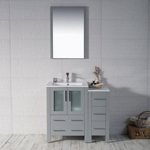 Blossom 001 36S 15 C Sydney 36 Inch Vanity with Ceramic Sink & Side Cabinet - Metal Grey