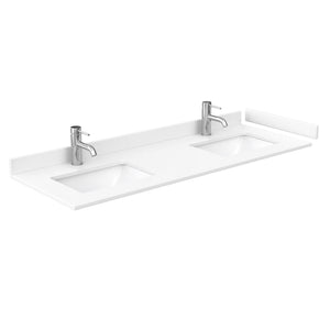 Wyndham Collection WCG242460DWHWCUNSMXX Beckett 60 Inch Double Bathroom Vanity in White, White Cultured Marble Countertop, Undermount Square Sinks, No Mirror