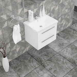 Casa Mare Elke 24" Glossy White Bathroom Vanity and Ceramic Sink Combo - ELKE60GW-24-MSC
