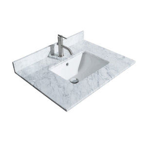 Wyndham Collection WCV252530SWGCMUNSMED Daria 30 Inch Single Bathroom Vanity in White, White Carrara Marble Countertop, Undermount Square Sink, Medicine Cabinet, Brushed Gold Trim