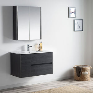 Blossom 016 36 16 C MC Valencia 36 Inch Vanity with Ceramic Sink & Medicine Cabinet - Silver Grey