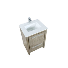 Load image into Gallery viewer, Lexora LLF24SKSOS000FGM Lafarre 24&quot; Rustic Acacia Bathroom Vanity, White Quartz Top, White Square Sink, and Balzani Gun Metal Faucet Set