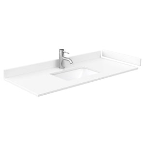 Wyndham Collection WCV252548SWGWCUNSM46 Daria 48 Inch Single Bathroom Vanity in White, White Cultured Marble Countertop, Undermount Square Sink, 46 Inch Mirror, Brushed Gold Trim