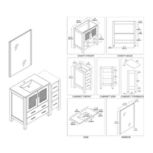 Load image into Gallery viewer, Blossom 001 42S 02 C M Sydney 42 Inch Vanity with Ceramic Sink &amp; Mirror &amp; Side Cabinet - Espresso