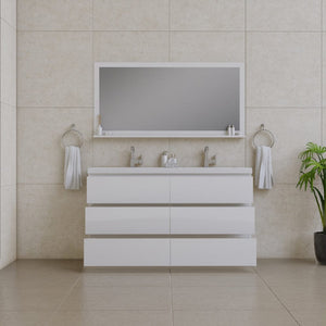 Alya Bath AB-MOA60D-W Paterno 60 inch Double Modern Freestanding Bathroom Vanity, White