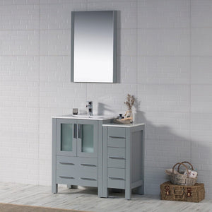 Blossom 001 36S 15 C Sydney 36 Inch Vanity with Ceramic Sink & Side Cabinet - Metal Grey