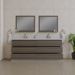 Alya Bath AB-MOA84D-G Paterno 84 inch Modern Freestanding Bathroom Vanity, Gray