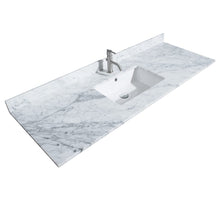 Load image into Gallery viewer, Wyndham Collection WCV252560SWGCMUNSM58 Daria 60 Inch Single Bathroom Vanity in White, White Carrara Marble Countertop, Undermount Square Sink, 58 Inch Mirror, Brushed Gold Trim