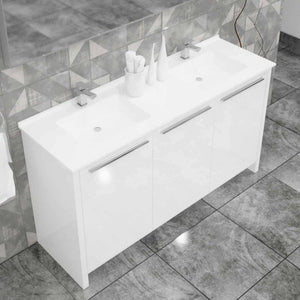 Casa Mare Benna 63" Glossy White Bathroom Vanity and Double Sink Combo - BENNA160GW-63