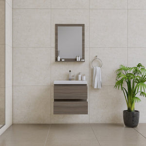 Alya Bath AB-MOF24-G Paterno 24 inch Modern Wall Mounted Bathroom Vanity, Gray