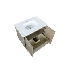 Load image into Gallery viewer, Lexora LLC30SKSOS000 Lancy 30&quot; Rustic Acacia Bathroom Vanity, White Quartz Top, and White Square Sink