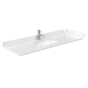Wyndham Collection WCV252560SWGC2UNSM58 Daria 60 Inch Single Bathroom Vanity in White, Light-Vein Carrara Cultured Marble Countertop, Undermount Square Sink, 58 Inch Mirror, Brushed Gold Trim