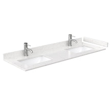 Load image into Gallery viewer, Wyndham Collection WCV252560DWGC2UNSM58 Daria 60 Inch Double Bathroom Vanity in White, Light-Vein Carrara Cultured Marble Countertop, Undermount Square Sinks, 58 Inch Mirror, Brushed Gold Trim