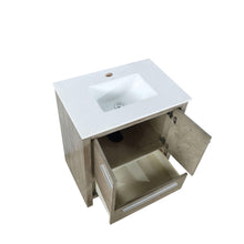 Load image into Gallery viewer, Lexora LLF30SKSOS000 Lafarre 30&quot; Rustic Acacia Bathroom Vanity, White Quartz Top, and White Square Sink