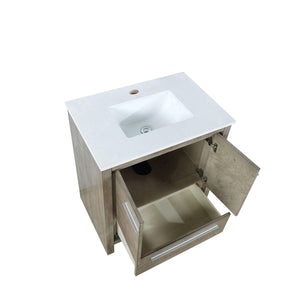 Lexora LLF30SKSOS000 Lafarre 30" Rustic Acacia Bathroom Vanity, White Quartz Top, and White Square Sink