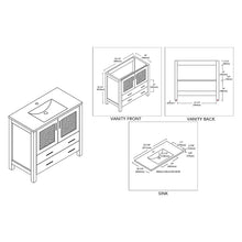 Load image into Gallery viewer, Blossom 001 36 01 C Sydney 36 Inch Vanity with Ceramic Sink - White