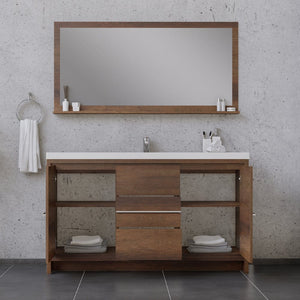 Alya Bath AB-MD660S-RW Sortino 60 Single inch Modern Bathroom Vanity, Rosewood