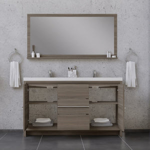 Alya Bath AB-MD660D-G Sortino 60 Double inch Modern Bathroom Vanity, Gray