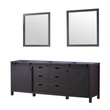 Load image into Gallery viewer, Lexora LM342284DC00M34 Marsyas 84&quot; Brown Double Vanity, no Top and 34&quot; Mirrors