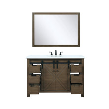 Load image into Gallery viewer, Lexora LM342248SKCSM44F Marsyas 48&quot; Rustic Brown Single Vanity, White Quartz Top, White Square Sink and 44&quot; Mirror w/ Faucet