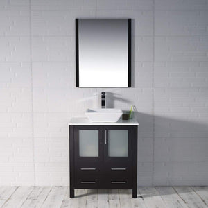 Blossom 001 30 02 V M Sydney 30 Inch Vanity with Ceramic Vessel Sink & Mirror - Espresso