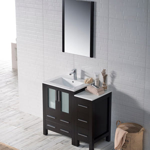 Blossom 001 36S 02 C Sydney 36 Inch Vanity with Ceramic Sink & Side Cabinet - Espresso