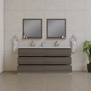 Alya Bath AB-MOA72D-G Paterno 72 inch Modern Freestanding Bathroom Vanity, Gray