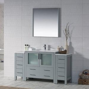 Blossom 001 60S2 15 C M Sydney 60 Inch Vanity with Ceramic Sink & Mirror - Metal Gray